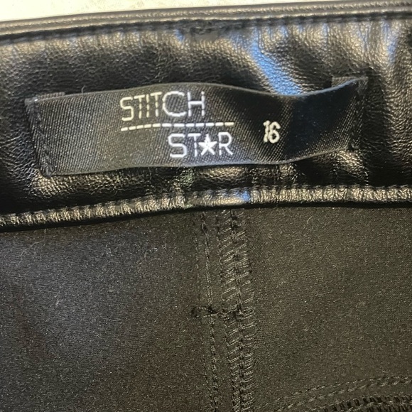 Stitch Star Black High Rise Flare Vegan Leather Pants, Size 16, NWT - Picture 5 of 7